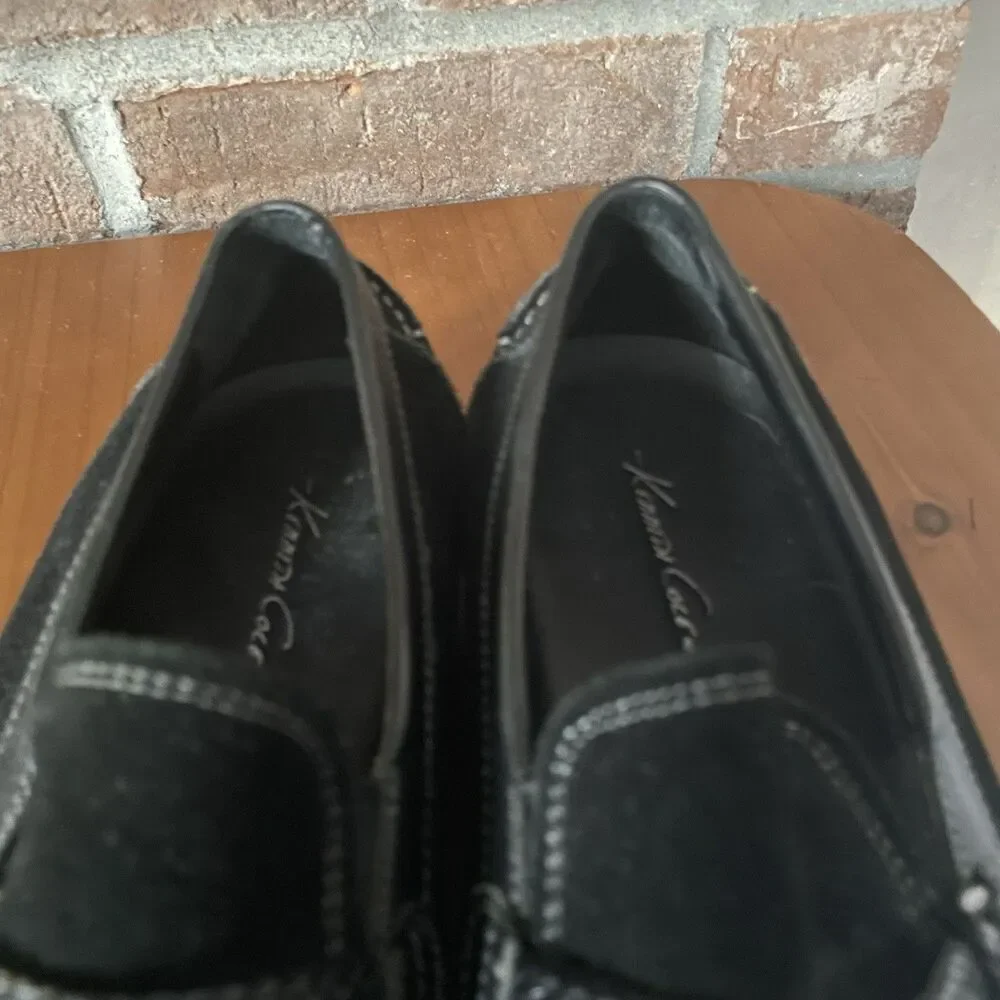 Kenneth Cole Big Band Suede Loafers Men's 7.5M Black Slip On Dress Shoes